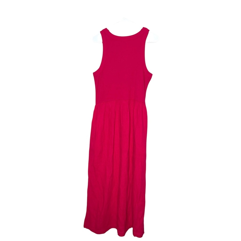 NWT Loft Beach Triple Cloth Mixed Media Maxi Pocket Dress Size XL Hot Pink - Picture 5 of 12
